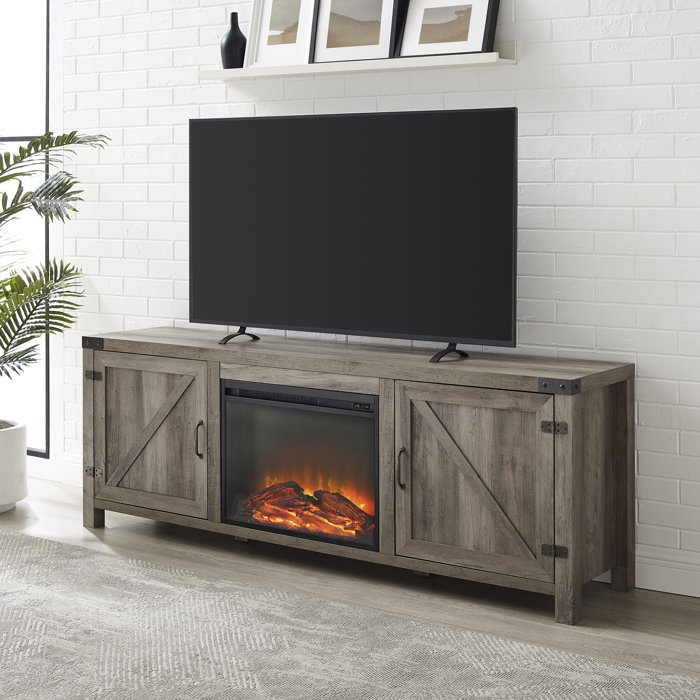 Gracie Oaks Coridon TV Stand for TVs up to 85" with Fireplace Included